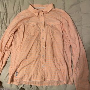 Columbia Orange Striped Button-Up Shirt